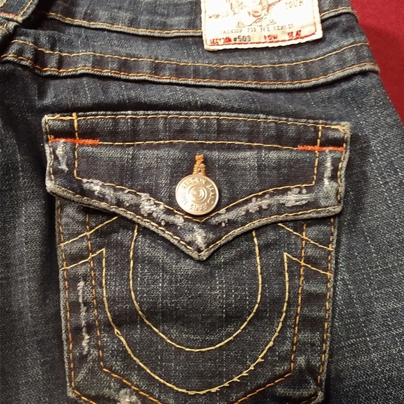 True Religion Distressed Cutoff Flap Pocket Shorts - Picture 2 of 4